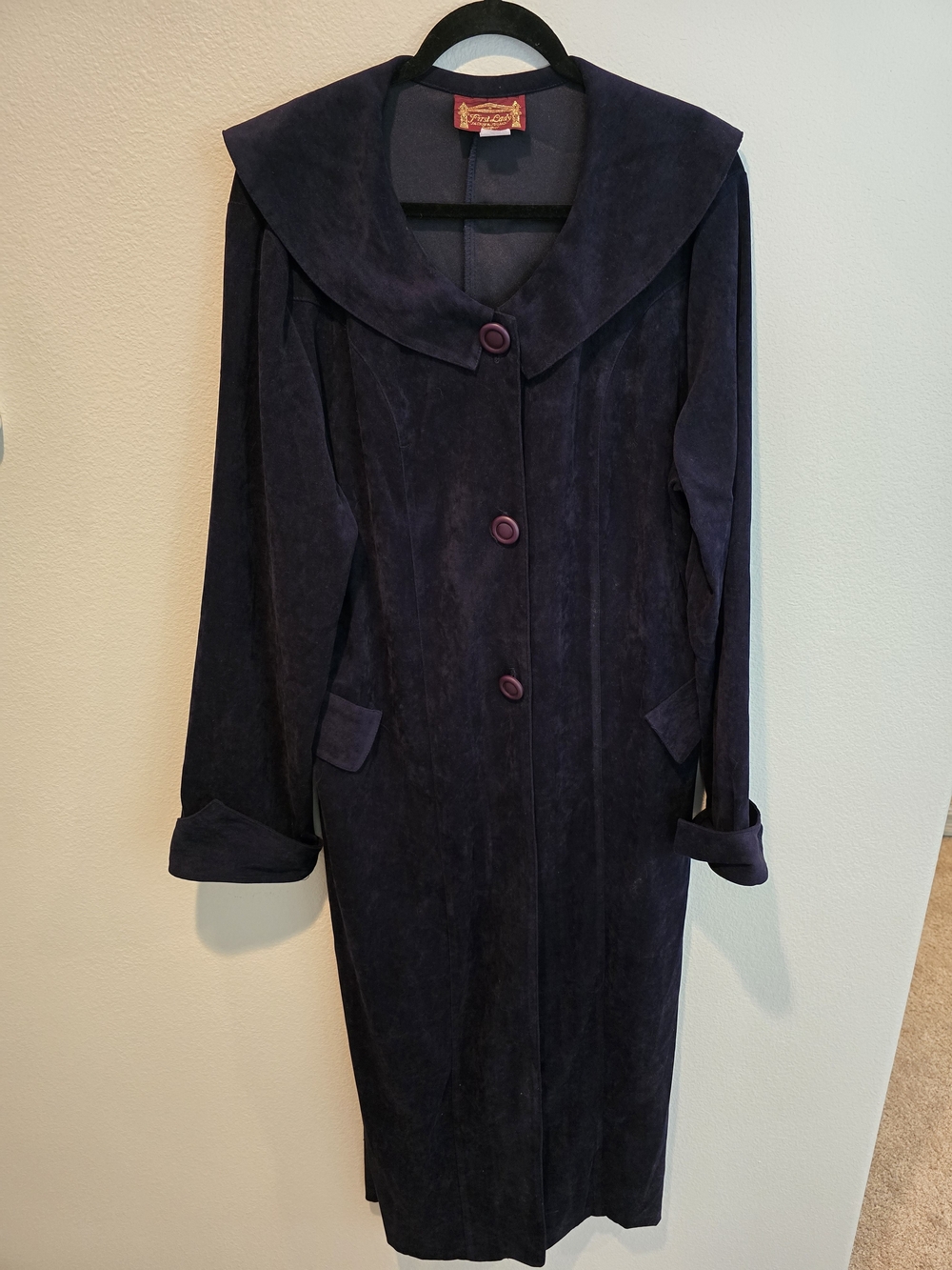 Vintage First Lady Jackie Julian Long Navy Coat